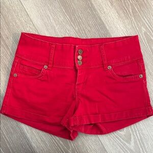 Red Denim Women's Shorts